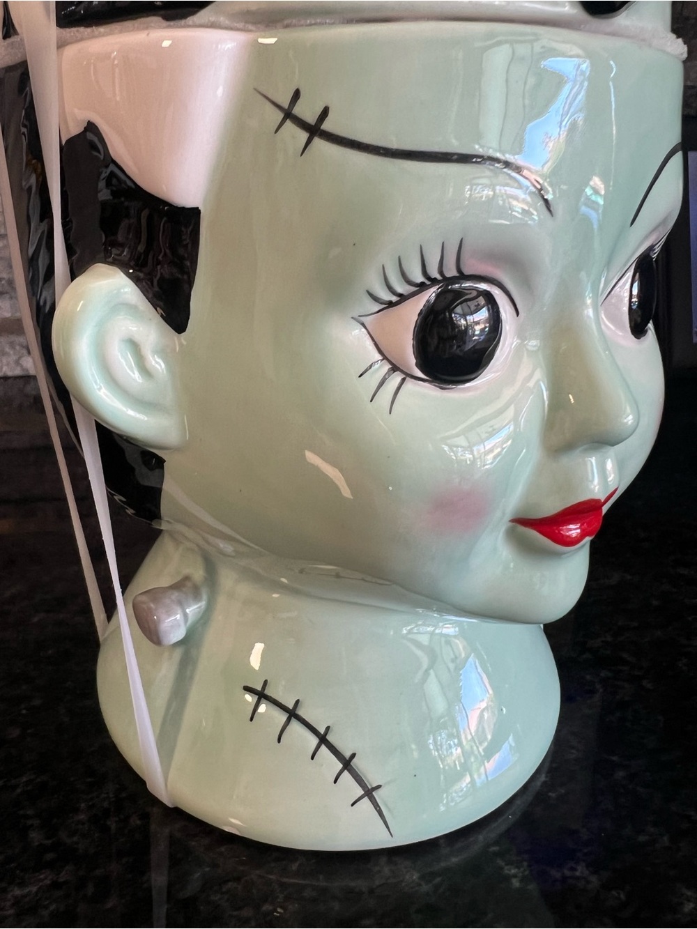 BRIDE OF FRANKENSTEIN Ceramic Bust Halloween Canister/Cookie Jar-AMAZING!! - Picture 7 of 9